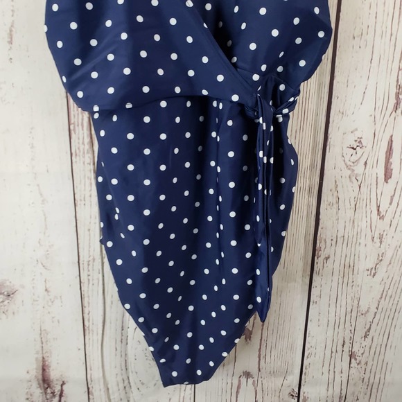 Old Navy One Piece Polka Dot Bathing Suit Womens Size Medium Bralette Blue - Picture 4 of 8